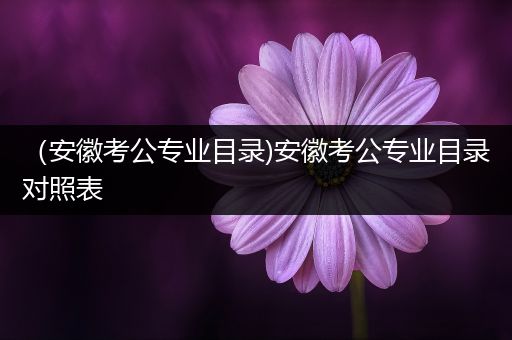 （安徽考公专业目录)安徽考公专业目录对照表