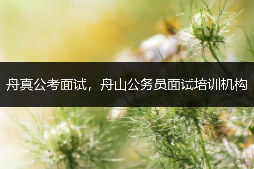 舟真公考面试，舟山公务员面试培训机构
