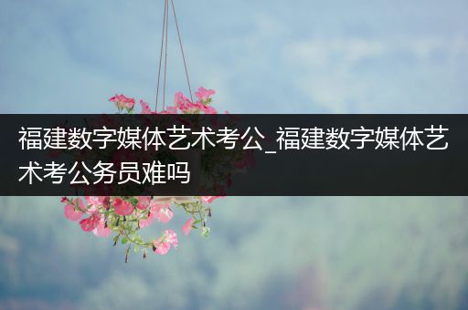 福建数字媒体艺术考公_福建数字媒体艺术考公务员难吗