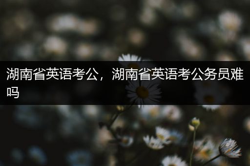 湖南省英语考公，湖南省英语考公务员难吗