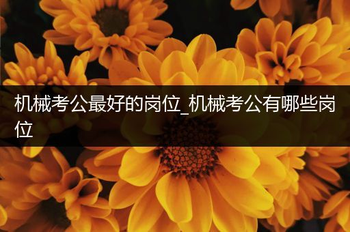 机械考公最好的岗位_机械考公有哪些岗位
