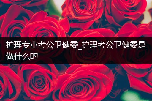 护理专业考公卫健委_护理考公卫健委是做什么的