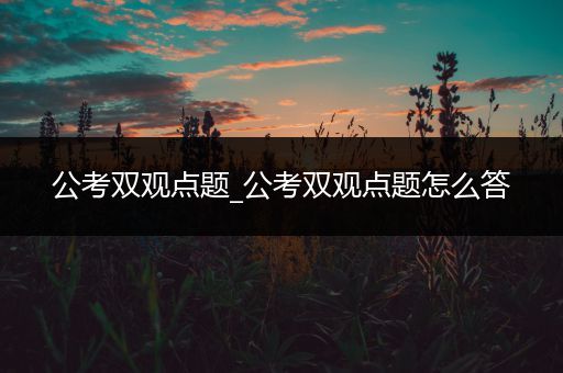 公考双观点题_公考双观点题怎么答