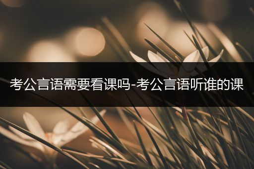 考公言语需要看课吗-考公言语听谁的课