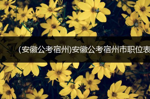 （安徽公考宿州)安徽公考宿州市职位表