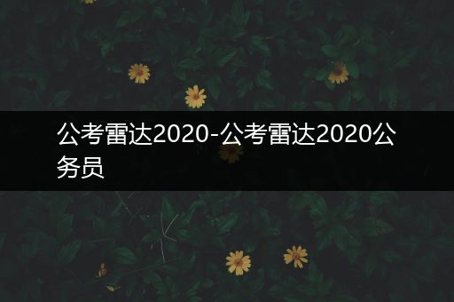 公考雷达2020-公考雷达2020公务员
