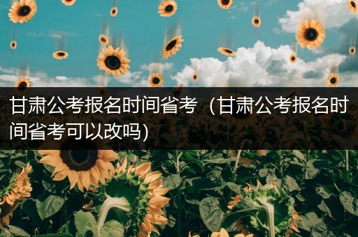 甘肃公考报名时间省考（甘肃公考报名时间省考可以改吗）