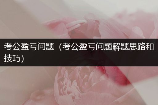 考公盈亏问题（考公盈亏问题解题思路和技巧）