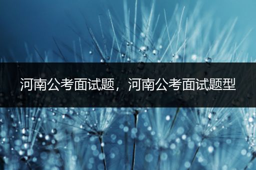 河南公考面试题，河南公考面试题型