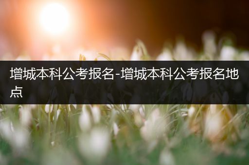 增城本科公考报名-增城本科公考报名地点