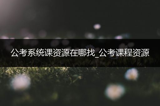 公考系统课资源在哪找_公考课程资源