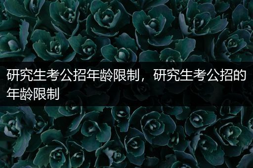 研究生考公招年龄限制，研究生考公招的年龄限制
