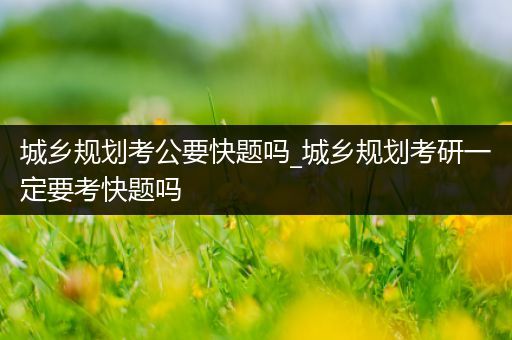 城乡规划考公要快题吗_城乡规划考研一定要考快题吗