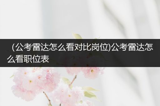 （公考雷达怎么看对比岗位)公考雷达怎么看职位表