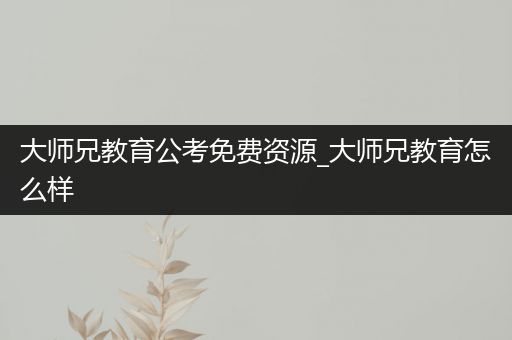大师兄教育公考免费资源_大师兄教育怎么样