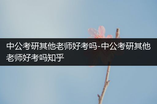 中公考研其他老师好考吗-中公考研其他老师好考吗知乎
