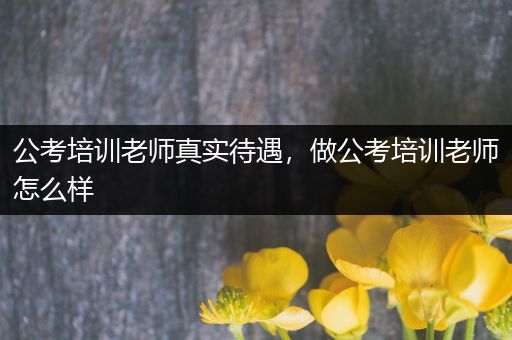 公考培训老师真实待遇，做公考培训老师怎么样