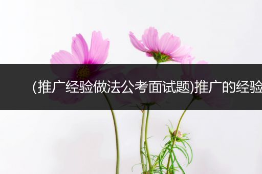 （推广经验做法公考面试题)推广的经验