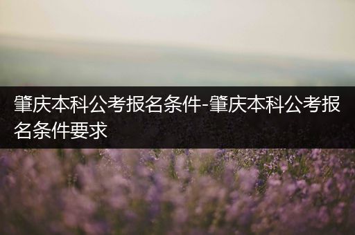肇庆本科公考报名条件-肇庆本科公考报名条件要求