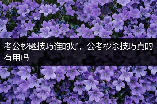 考公秒题技巧谁的好，公考秒杀技巧真的有用吗