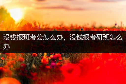 没钱报班考公怎么办，没钱报考研班怎么办