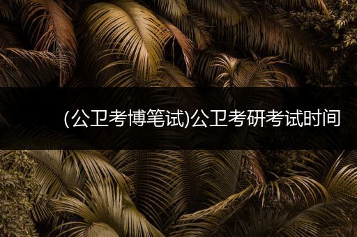 （公卫考博笔试)公卫考研考试时间