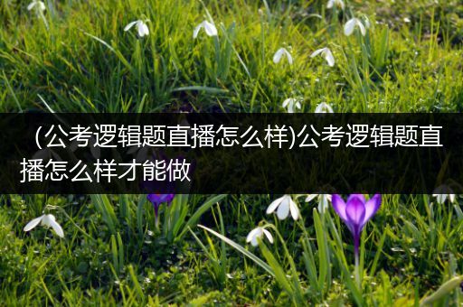 （公考逻辑题直播怎么样)公考逻辑题直播怎么样才能做