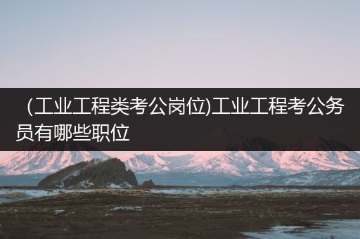 （工业工程类考公岗位)工业工程考公务员有哪些职位