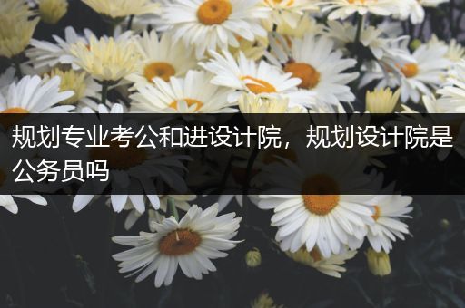 规划专业考公和进设计院，规划设计院是公务员吗