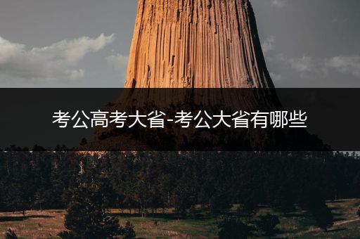 考公高考大省-考公大省有哪些