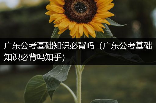 广东公考基础知识必背吗（广东公考基础知识必背吗知乎）