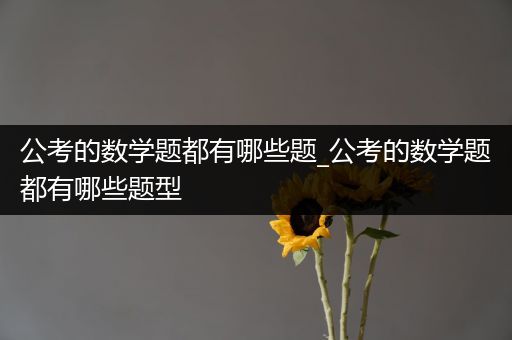 公考的数学题都有哪些题_公考的数学题都有哪些题型